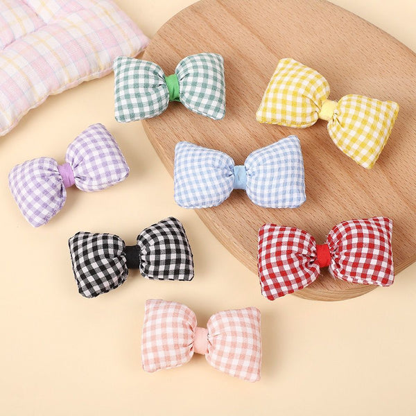 Handmade - Padded Gingham Bow - Brooch or Craft Accent