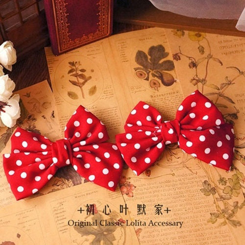 Girly Cute Multi-color Polka Dot Lolita Shoe Clips Versatile Bowknot S