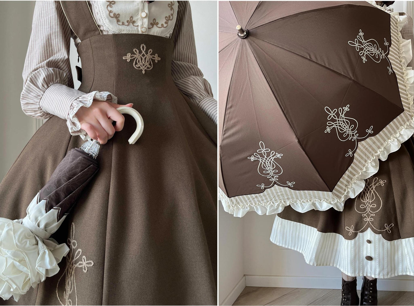 Whale Island - Lyre Academy - Classic Lolita Two-Fold Parasol with Lyre Prints - product detail 10