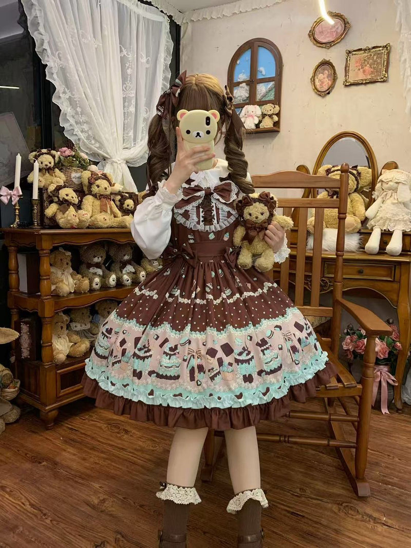 Mint Chocolate Dessert Print Lolita JSK Dress