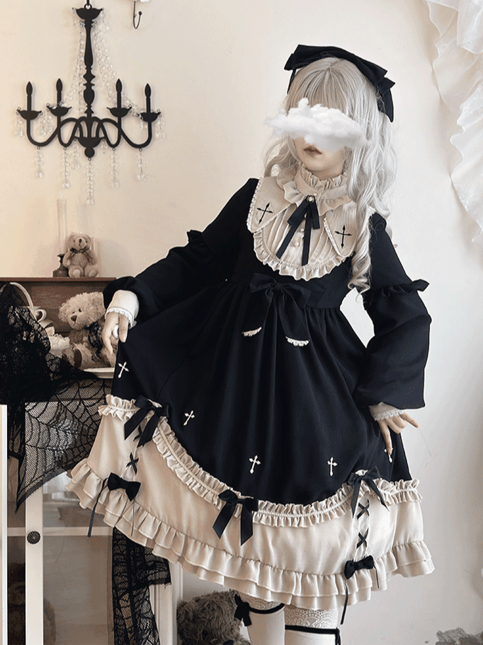 Niu Niu - Plus Size Gothic Lolita Winter OP - Dress, Cross Embroidery OP Dress