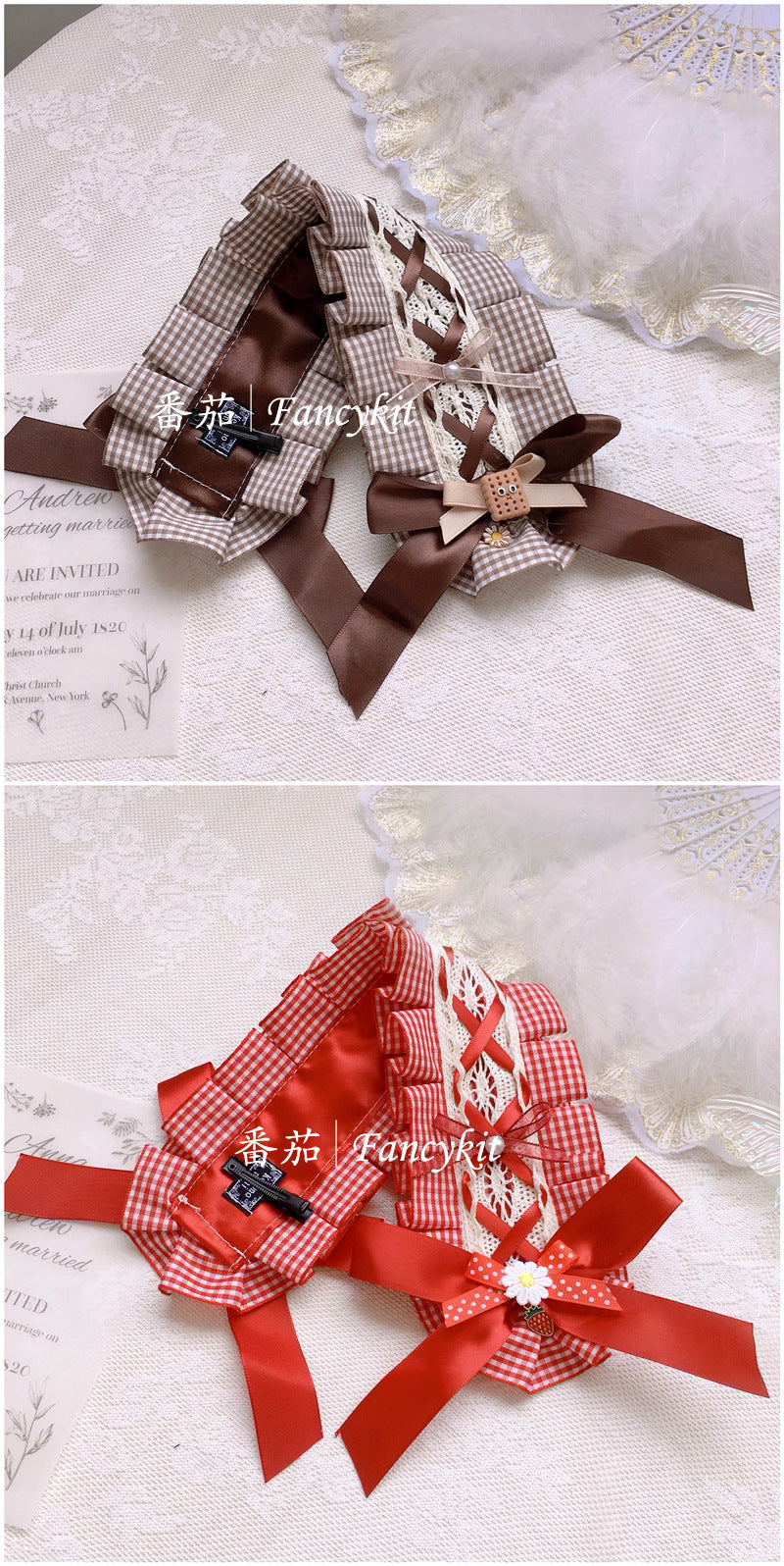 Lolita Lace Plaid Bow Headband Girl Classic Lolita Alice Cute BNT Hair Accessories