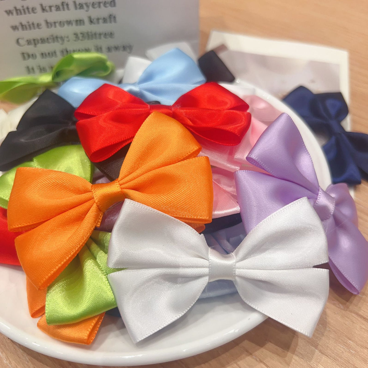 Handmade - Glossy Satin Ribbon - Bow Brooch Pair - detail view 25