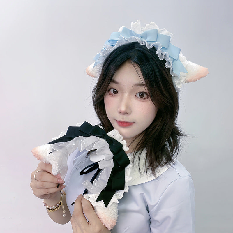 Lolita KC Little Sheep Ear Headband Comic Exhibition Party Maid Style Costume Props Maid Cosplay Sheep Ear Hair Accessories