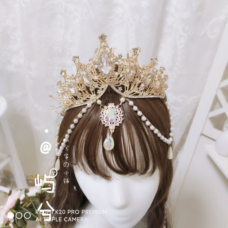 Christmas Handmade Lolita Virgin Mary Crown Nine Songs Lolita Hair Accessories Tea Party Wedding Crown of Sunset