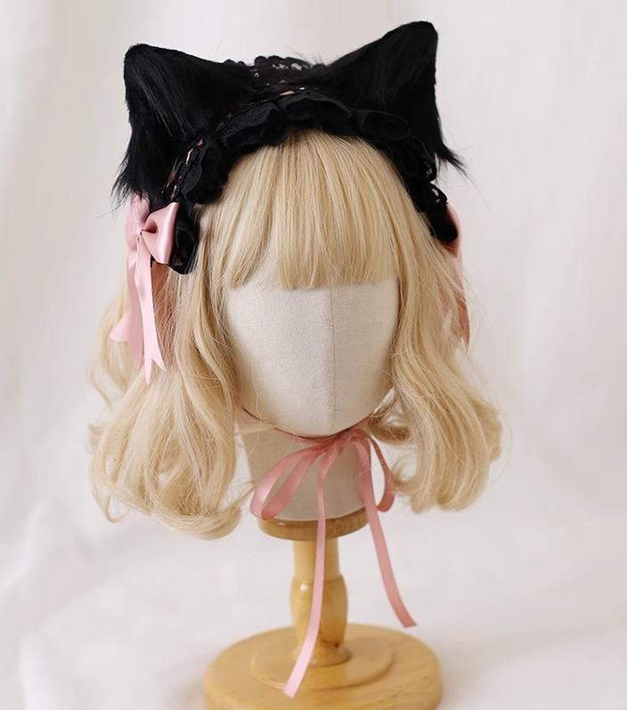 Xiaogui - Gothic Lolita Headband Cat Ear - Hairpin Headwear