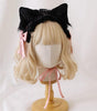 Schwarze Katzenohren + koreanisches pinkfarbenes Stirnband