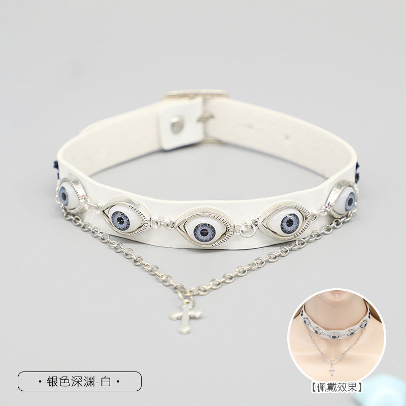 Original Design Handmade Niche Cthulhu Style Eyeball Demon Eye Dark Personality Choker - Lolita Fetch
