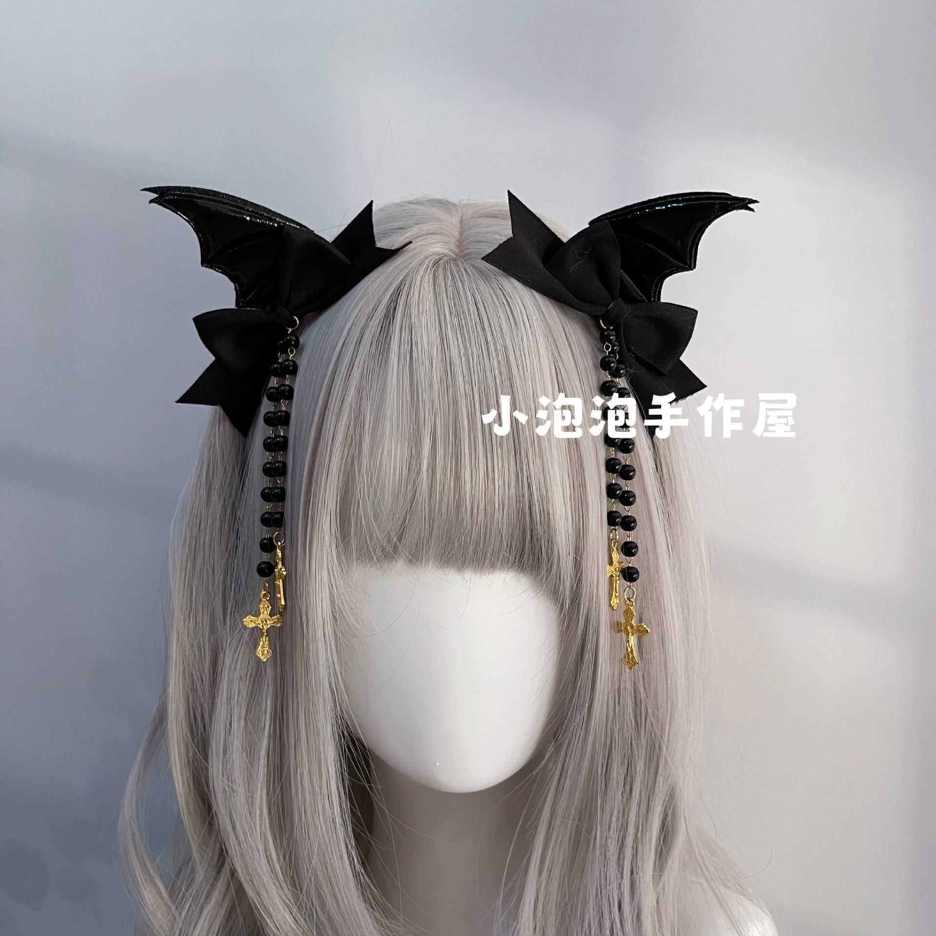 Black Devil Wings Hair Clip Bat Side Clip Bowknot Quirky Halloween Headwear Lolita Gothic Subculture