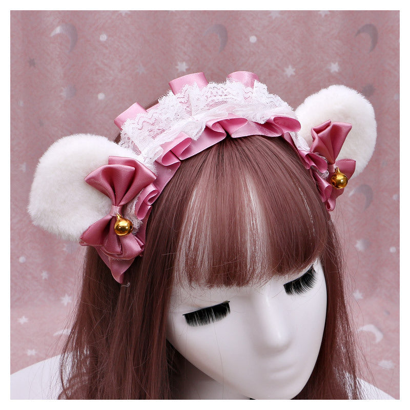 Lolita Lace Bear Ear Headband - Handmade Animal Ear Lolita Hair Accessory