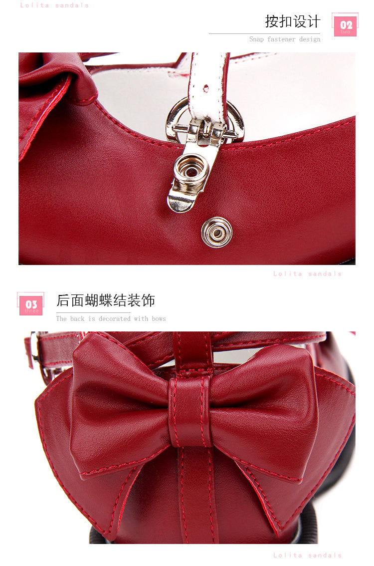 Angelic imprint - Sweet Lolita Bow Shoes - Low Heel, Round Toe Shoes