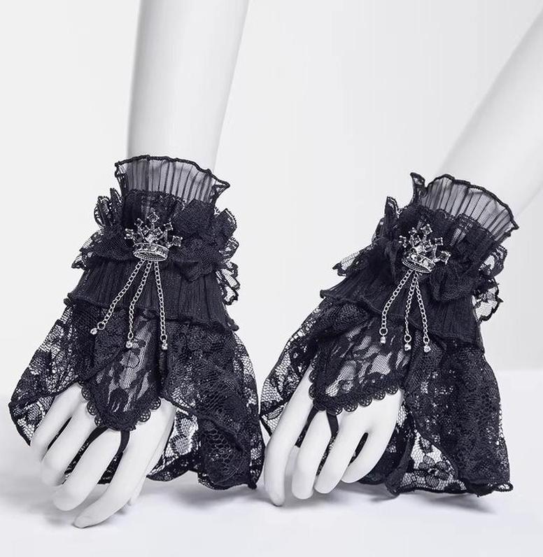 G.L.P - Crown Decoration - Gothic Lolita Lace Cuffs with Crown Details - product detail 2