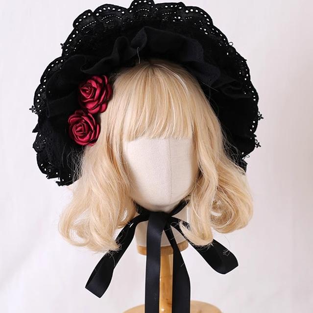 Xiaogui - Classic Lolita Bonnet Lace Elegant - Lolita Hat Headwear