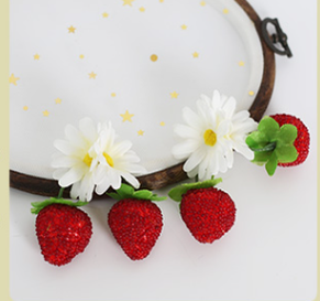 Xiaogui - Sweet Lolita Hair Pin Flower - Strawberry Shaped Headwear
