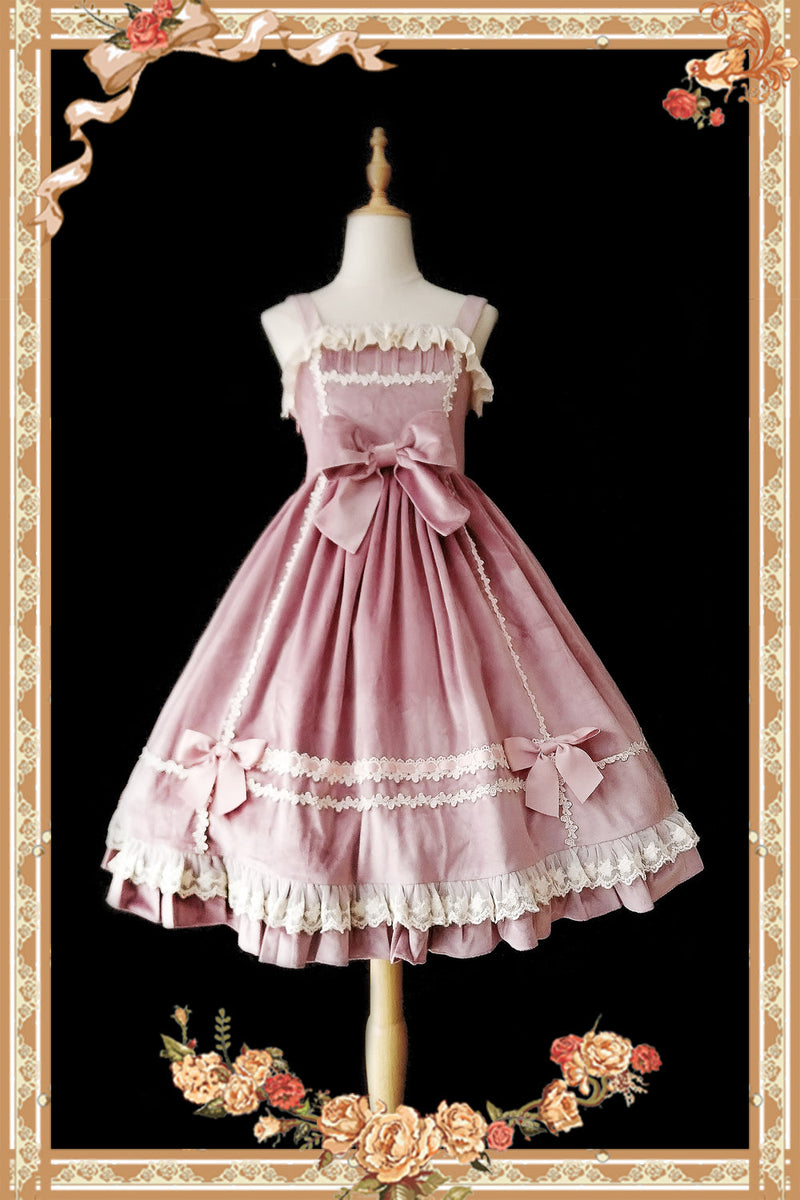 Honey Sugar - Pure Velvet Lolita JSK Dress S pink purple