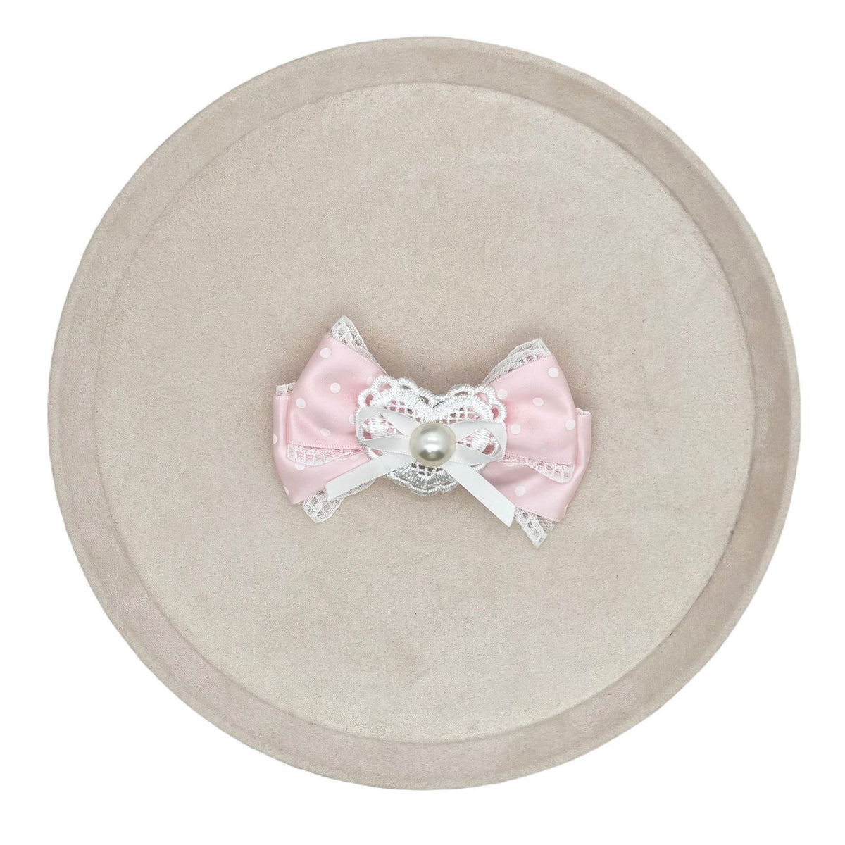 Handmade - Sweetheart Polka Dot - Crystal Lace Bow Brooch - detail view 10