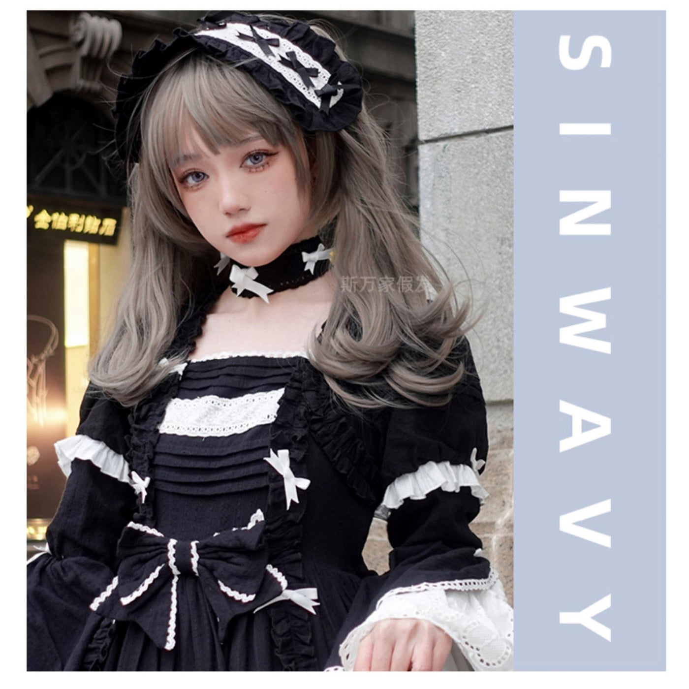 Sinwavy - Light Gothic Lolita Wig - Green-Toned Ash Grey Wig