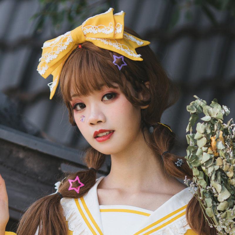 Eieyomi - Sweet Japanese Style - Multicolour Lolita KC headband with a lace-trimmed bow - product detail 7