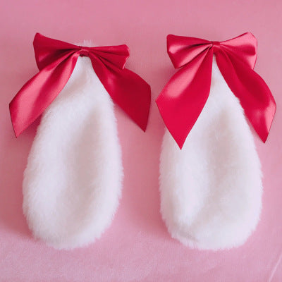 Handmade Lolita Bunny Ear Hair Accessories Lop Bunny Hair Clip Soft Girl Bowknot Plush Bunny Ear Lop Bunny Kc Headwear