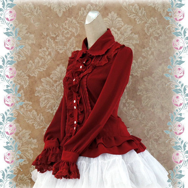 Strawberry Witch - Elegant Lace-Up Back Lolita Blouse - Innerwear