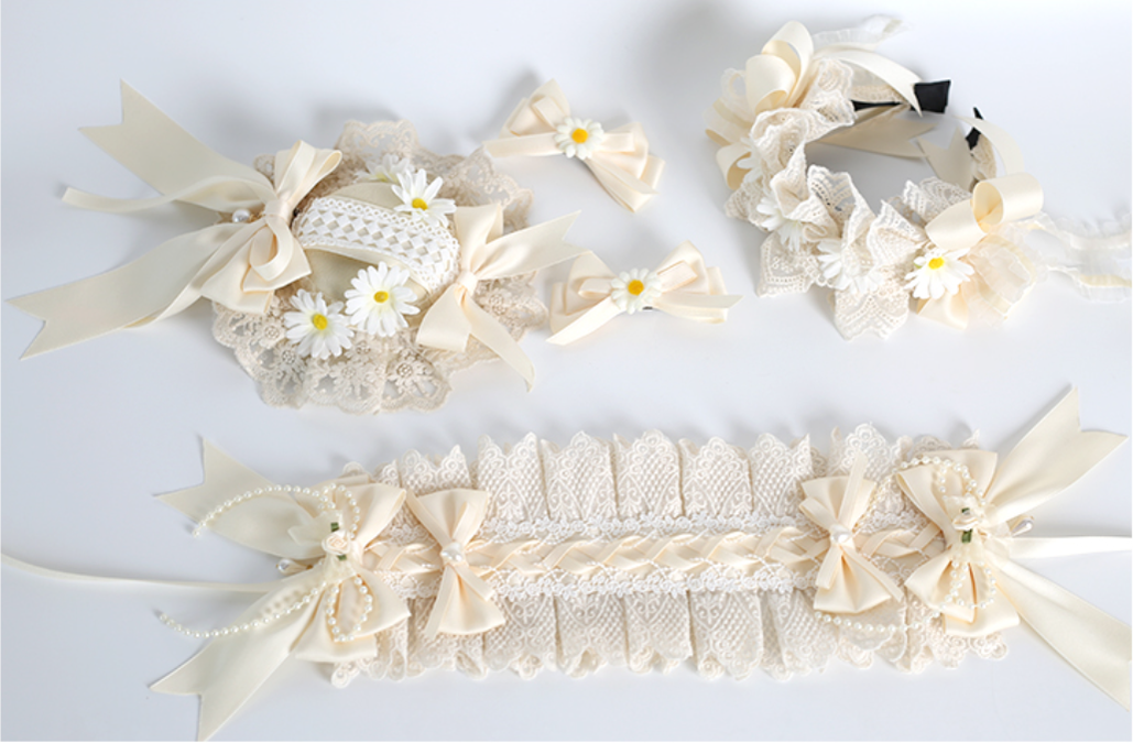 Xiaogui - Sweet Lolita Ivory Lace bow Hair - Accessories Headwear