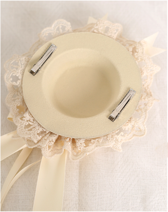 Xiaogui - Sweet Lolita Ivory Lace bow Hair - Accessories Headwear