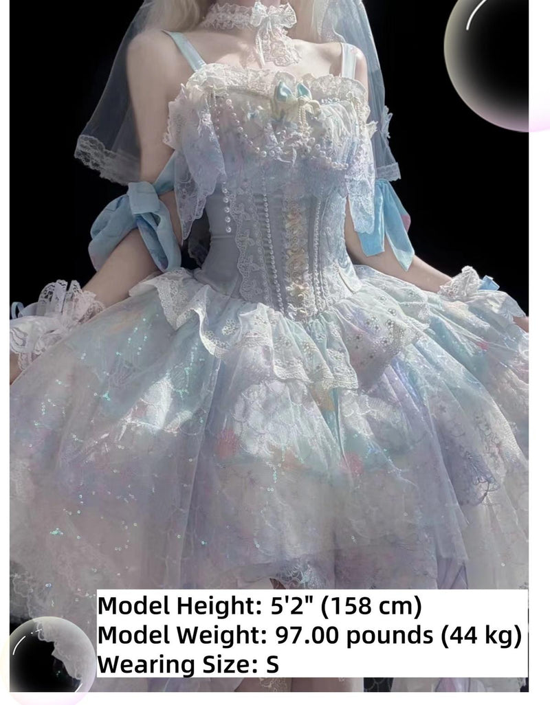 Qianmu - MermaidTears - Wedding Lolita JSK Dress, Ocean Theme