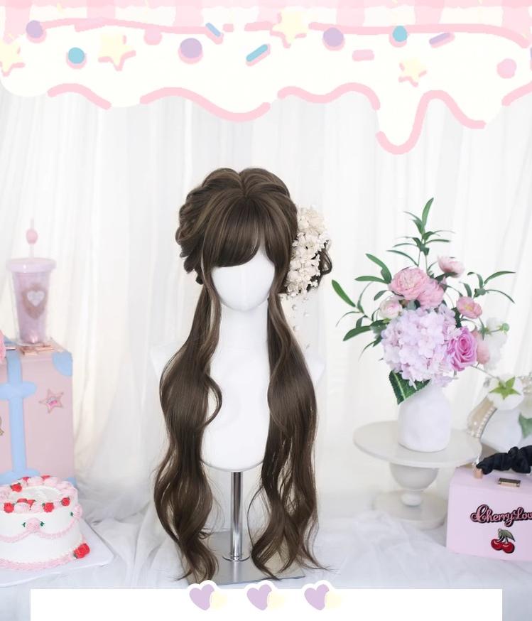 Dalao Home - Grey Brown Classic Lolita Long Wig - With Natural Wavy Wig