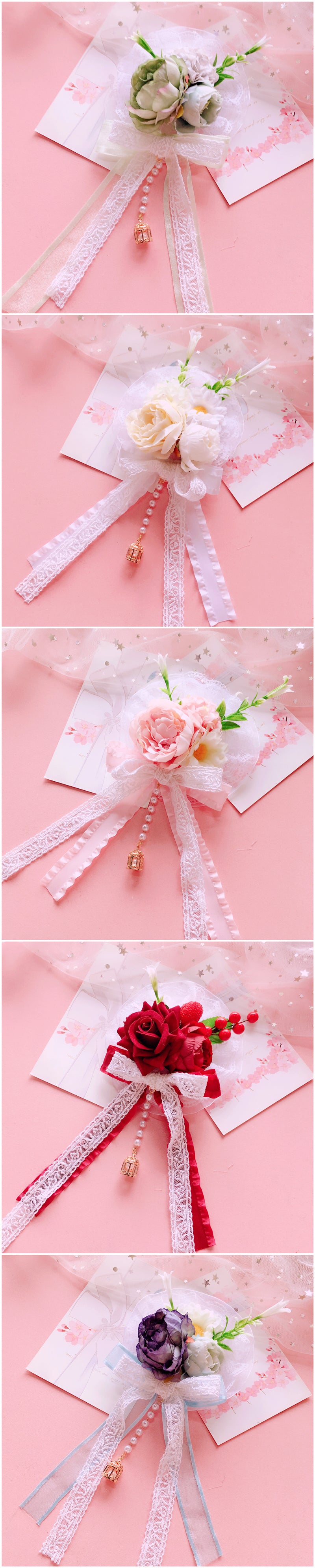 Handmade - Christmas Lolita Hanamaru Fairy Hair Clip - Floral bow