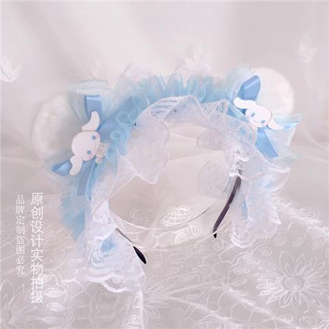 Lolita Hair Accessories Blue Original Cute Bow Bear Ear Kc Headband 2022 New Japanese Lolita Hair Accessories