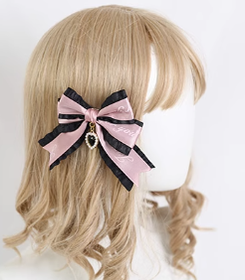 Xiaogui - Sweet Lolita Ribbon Bow Hair Clips - Headwear