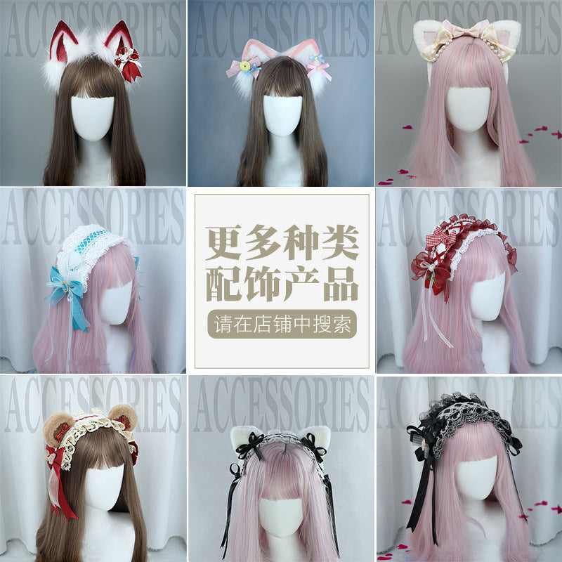 Lolita Headband Cute Japanese Handmade Fashion Accessory Cosplay Comic Exhibition Costume Plush Bear Ear Headband - Lolita Fetch