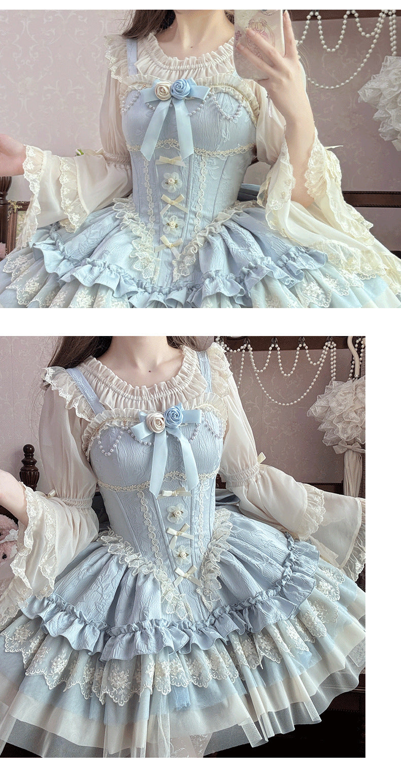 ZhiJinYuan - Evening Star- Princess Sleeve Chiffon Lolita Versatile Undershirt (One-Size)