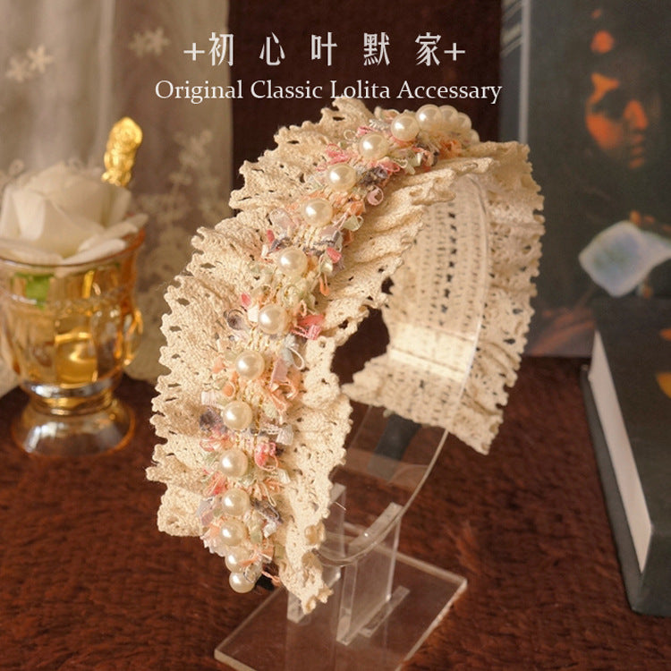 Vintage European Court Style Pearl Headband Lace Headband Beautiful Fairy Lolita Headband Hair Accessory