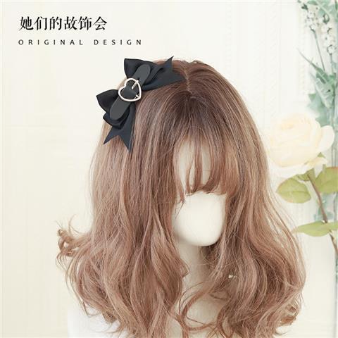 Lolita Hair Accessories Hard Girl Cool Punk Style Heart Handmade Bow Hair Clip JK Sweet Heart Lolita Hair Ornament