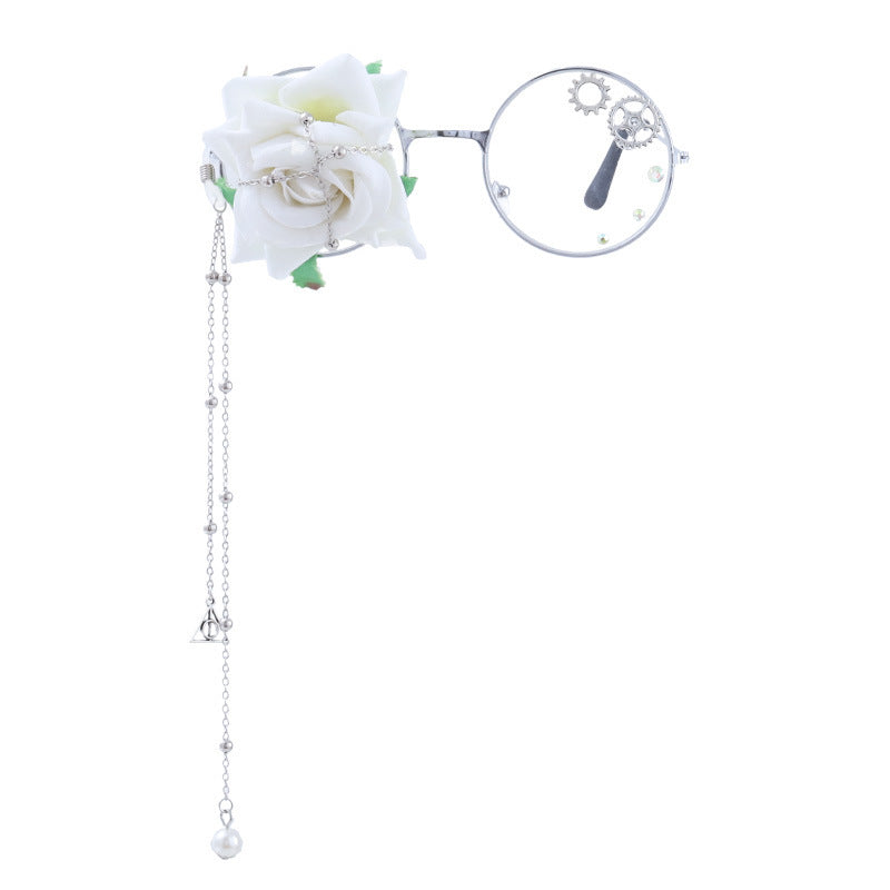 Accessories Lolita Rose Heart Wings Steampunk Bat Rose Gothic Gear Single-Sided Glasses