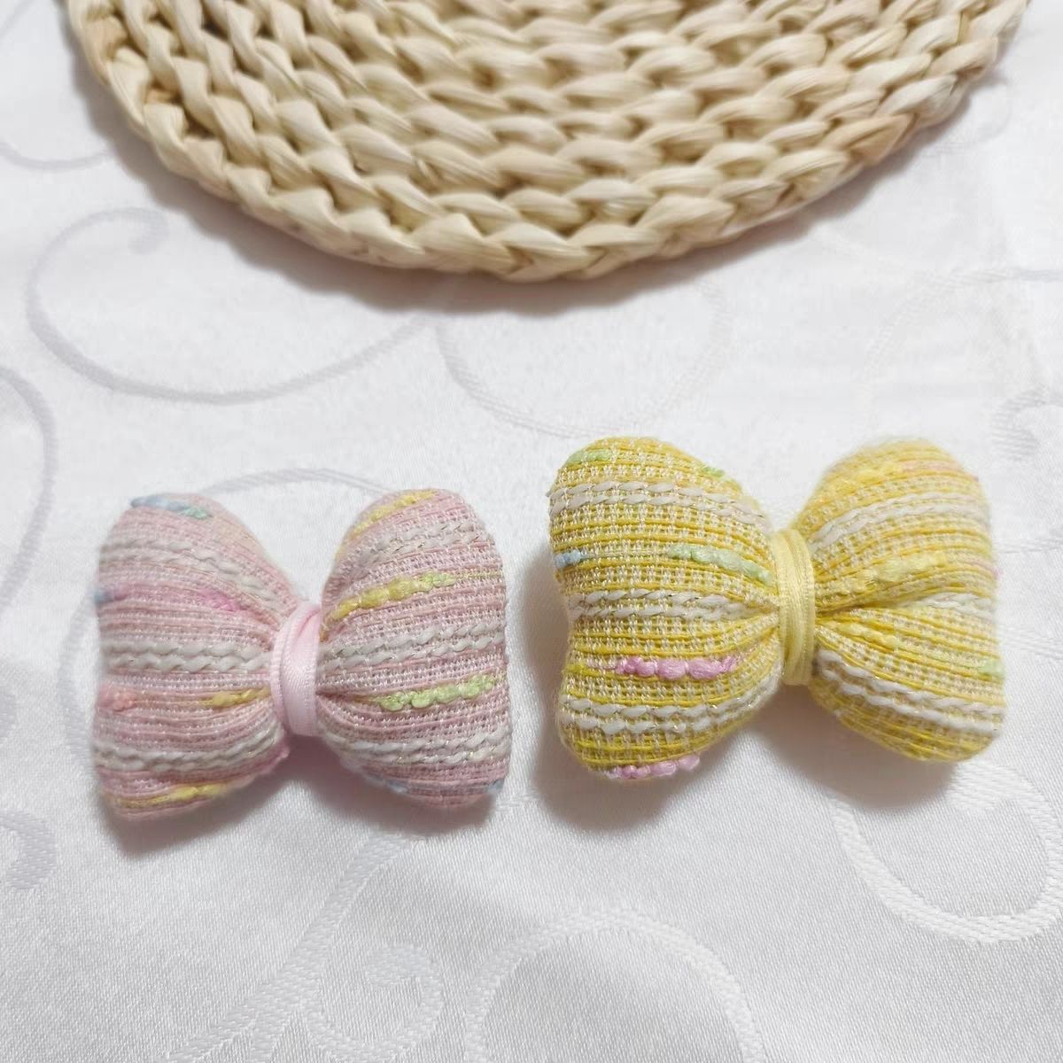Handmade - Color-Block Fabric Bow - Brooch or Accent - detail view 7