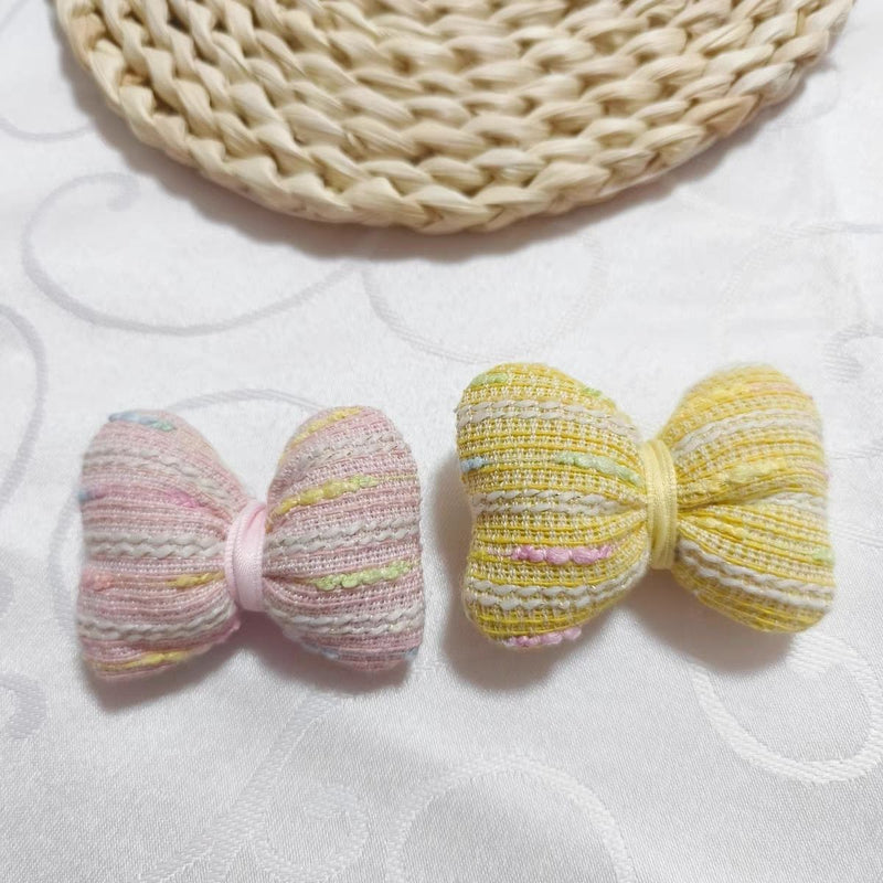 Handmade - Color-Block Fabric Bow - Brooch or Accent - detail view 7