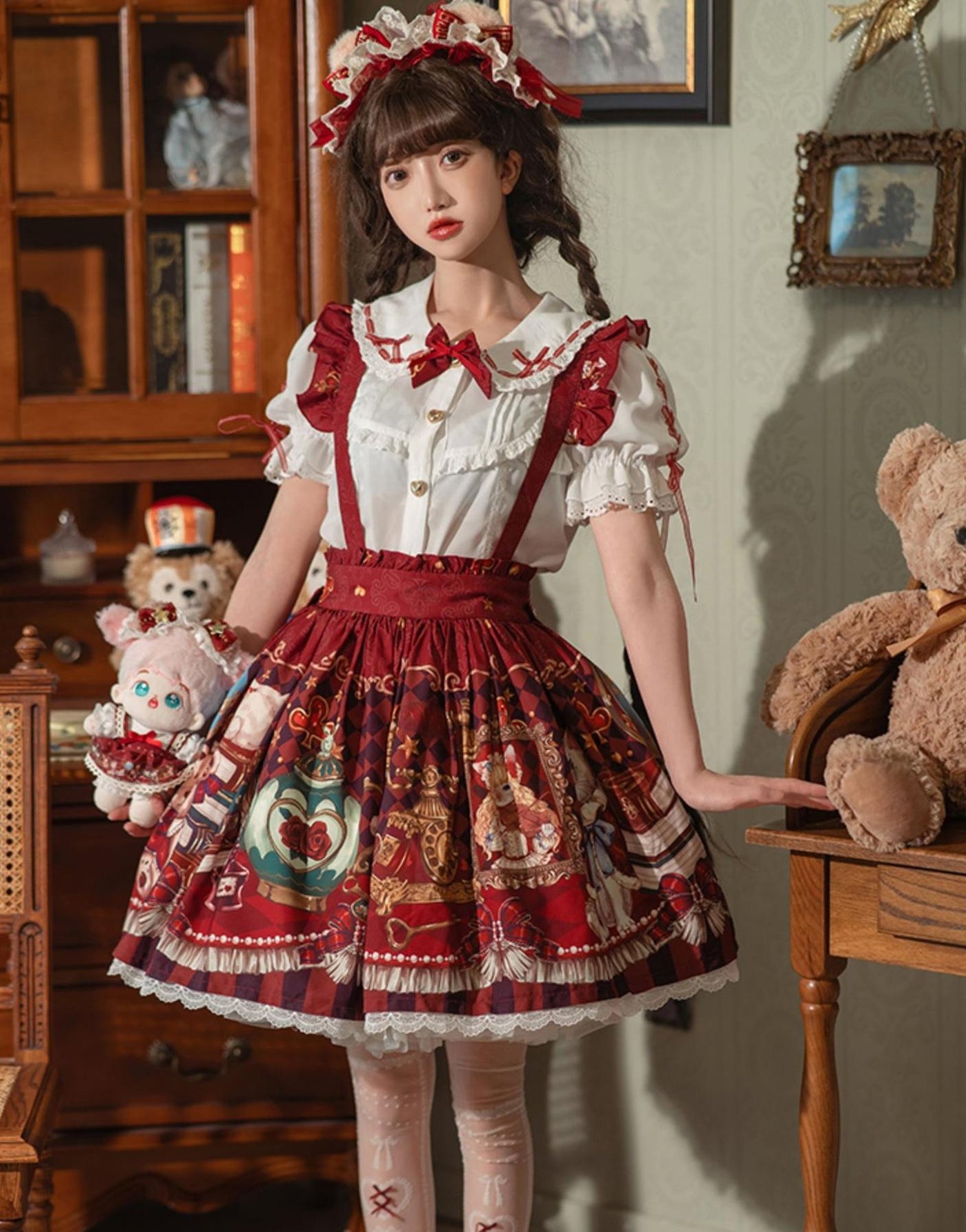 OCELOT - Crown Bear - Kawaii Lolita SK Daily Chiffon Skirt