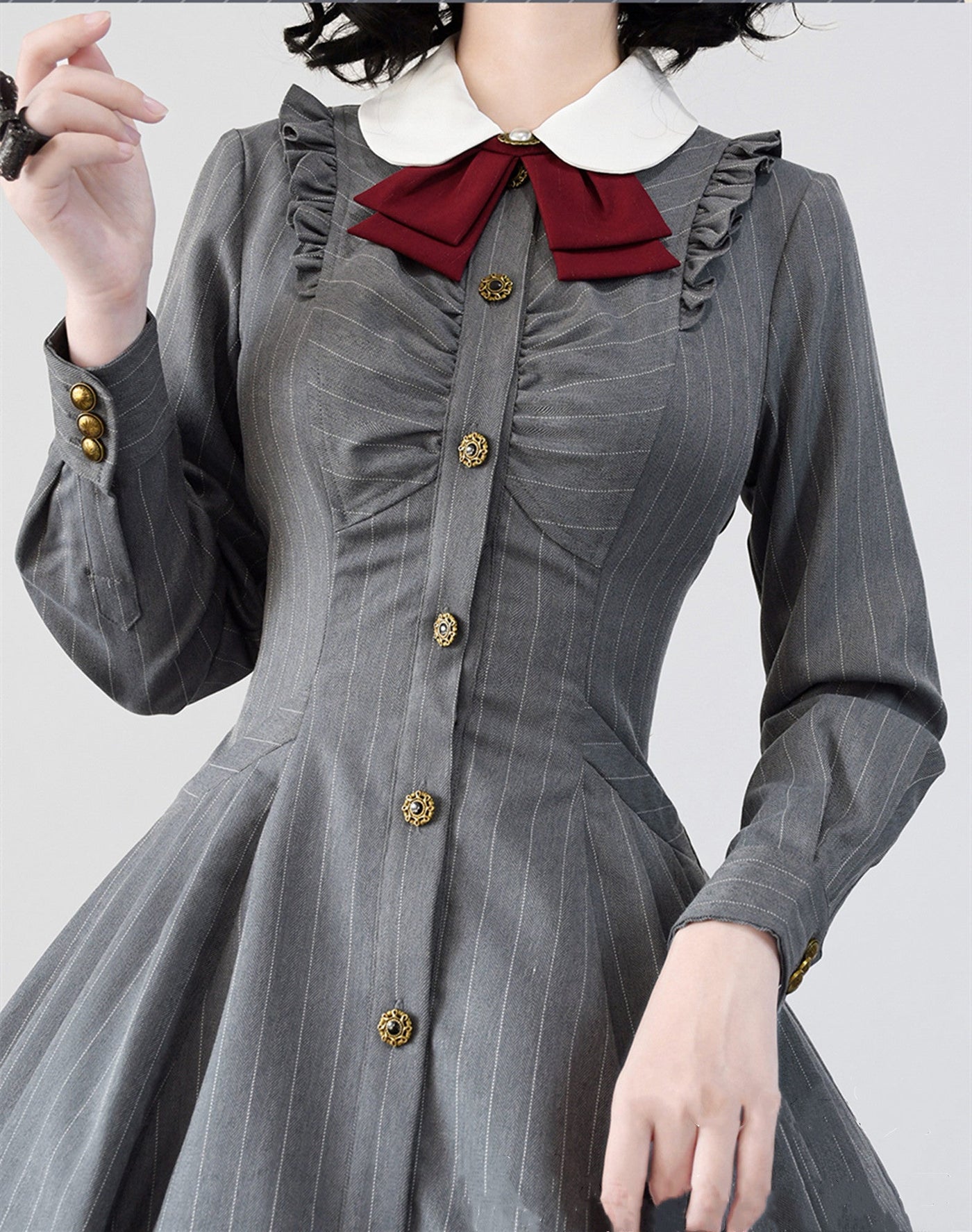 Forest Wardrobe - Winter Lolita Classic Front Open - Stripe OP OP Dress