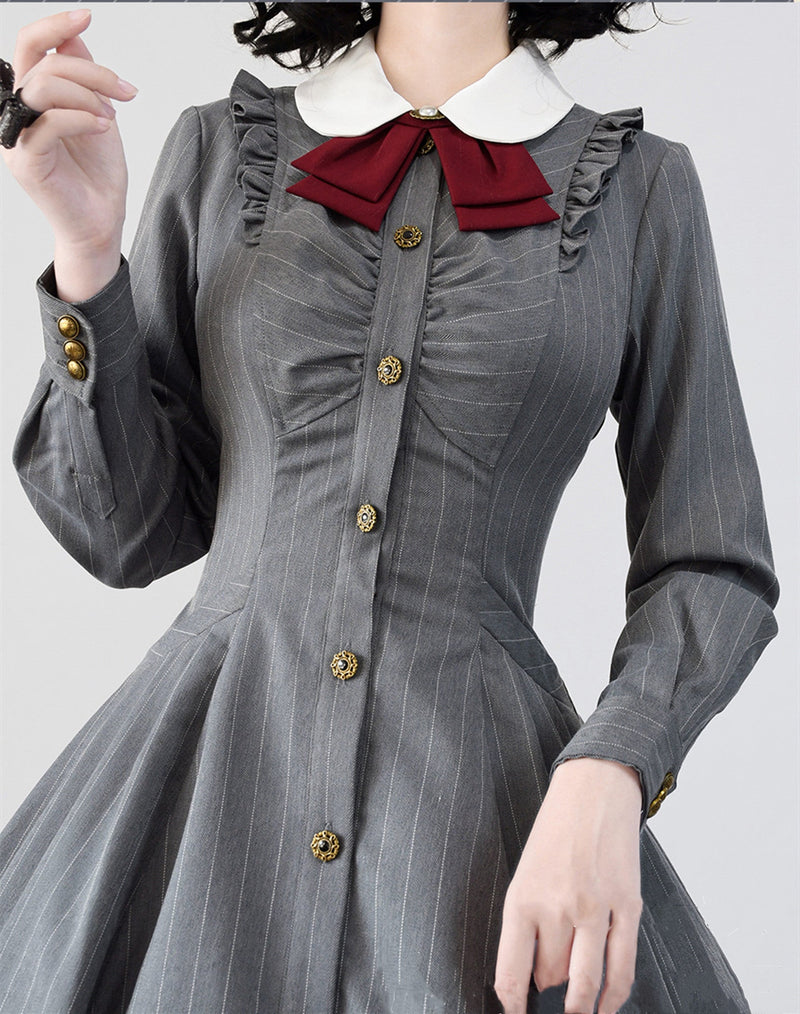 Forest Wardrobe - Winter Lolita Classic Front Open - Stripe OP OP Dress