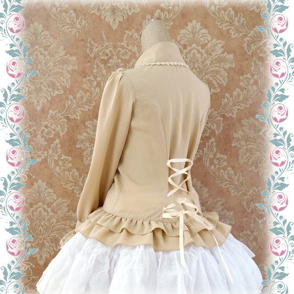 Strawberry Witch - Elegant Lace-Up Back Lolita Blouse - Innerwear