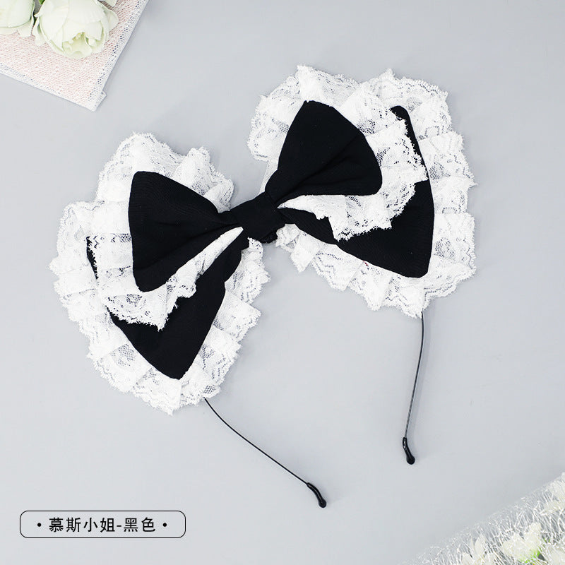 Handmade Small Hairpin Accessories Hair Ornament Bow Lolita Japanese Style Girl Hair Accessories Lace Edge Lolita Headband - Lolita Fetch
