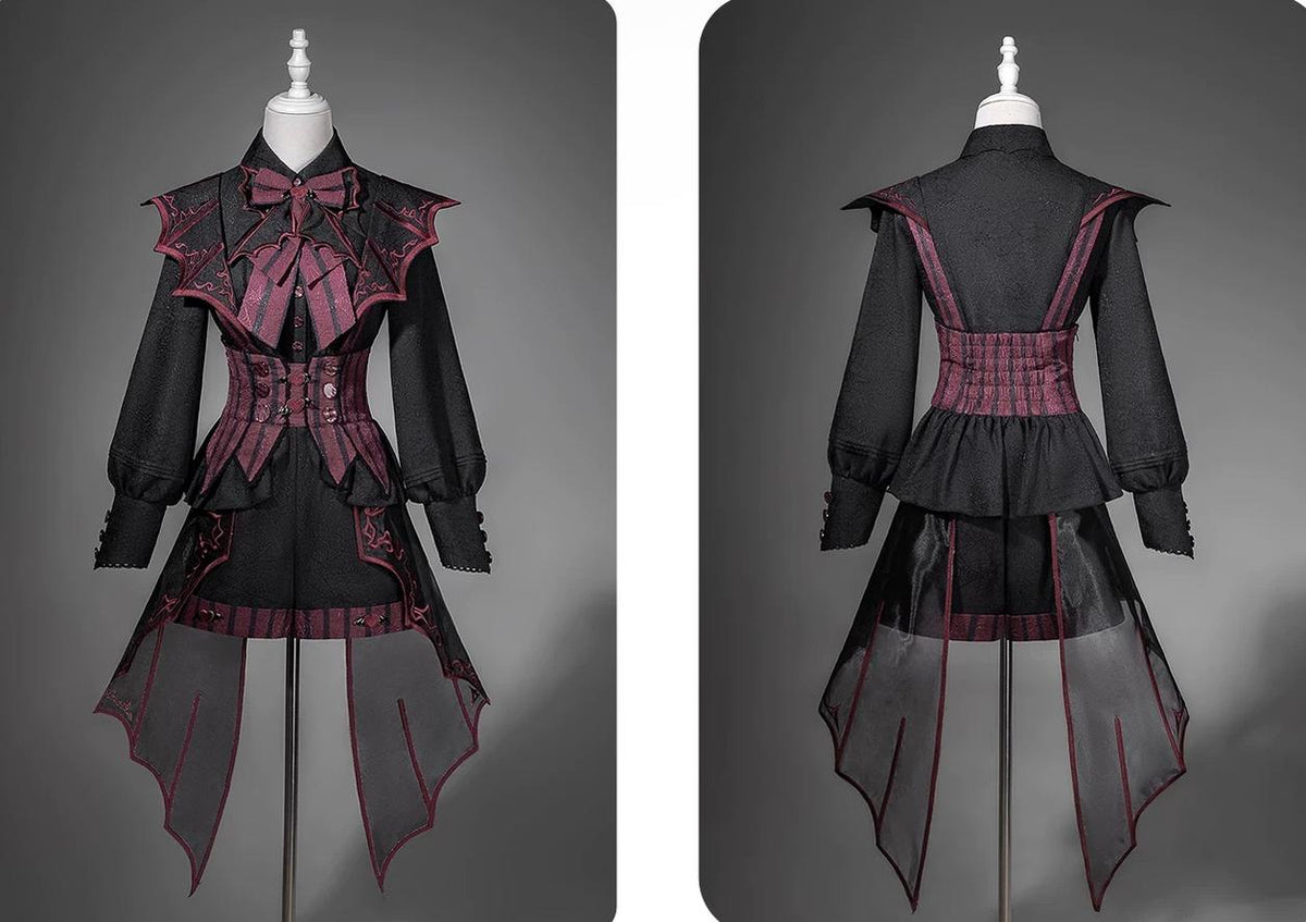 Letters from Unknown Star - Devil's Convention - Ouji Lolita blouse and suspender shorts with bat-trailing panels - product detail 7