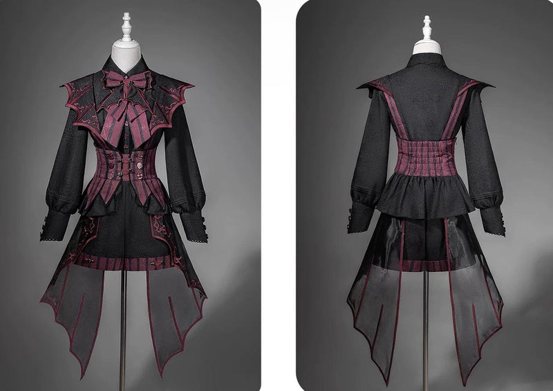 Letters from Unknown Star - Devil's Convention - Ouji Lolita blouse and suspender shorts with bat-trailing panels - product detail 7