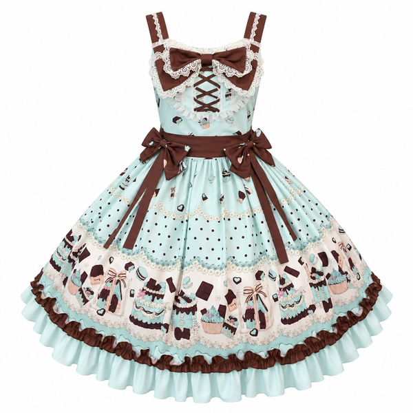 Mint Chocolate Dessert Print Lolita JSK Dress