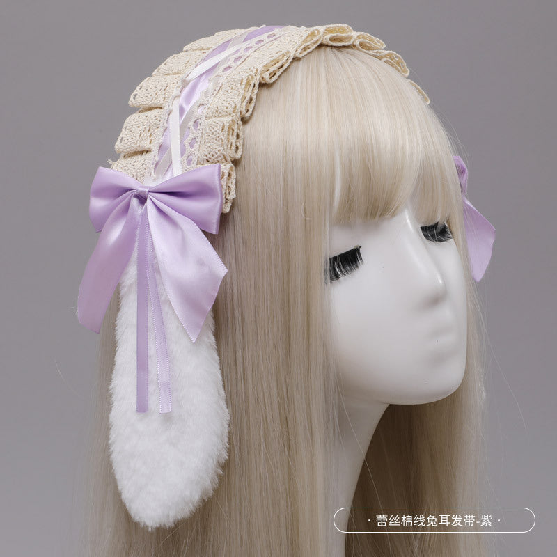 Handmade Classical Bow Lace Bunny Ears - Lolita Hair Clips/Bands Wedding Accessories - Lolita Fetch