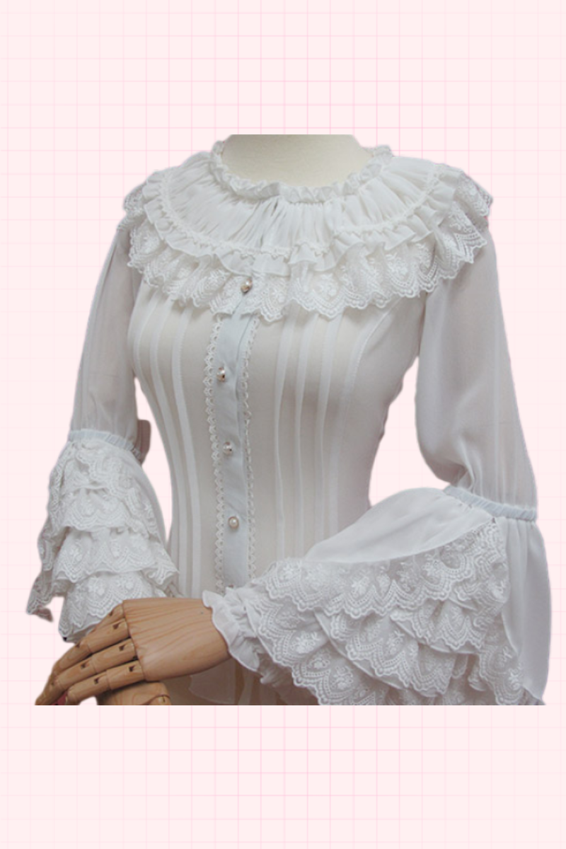 Yilia - Retro Princess Long Sleeve Lolita - Blouse Innerwear