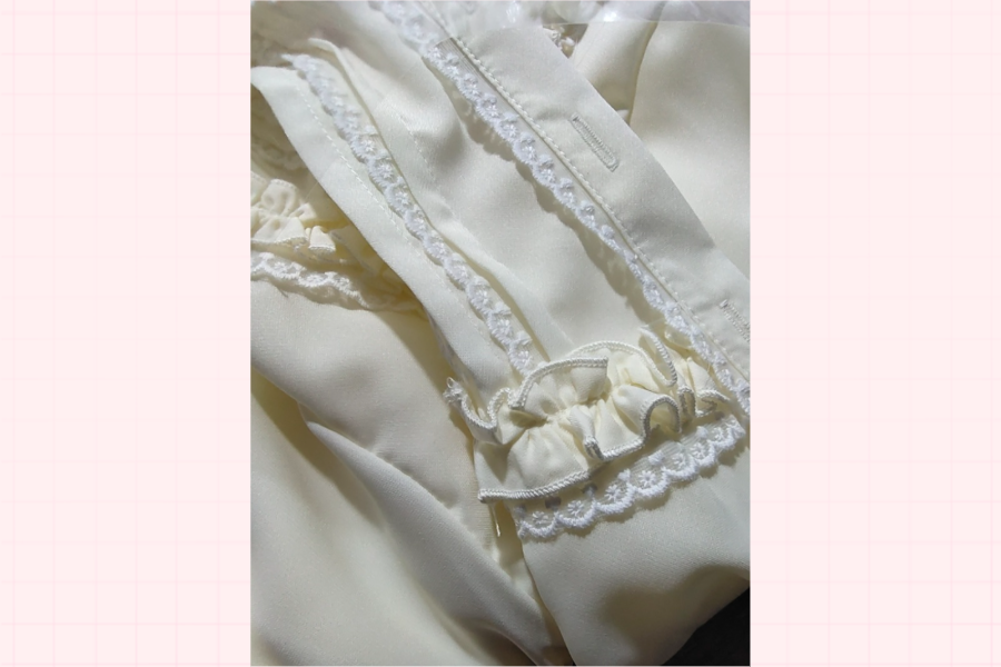 Elegant Lamb Sleeve Chiffon Lolita Blouse XS milk cream white