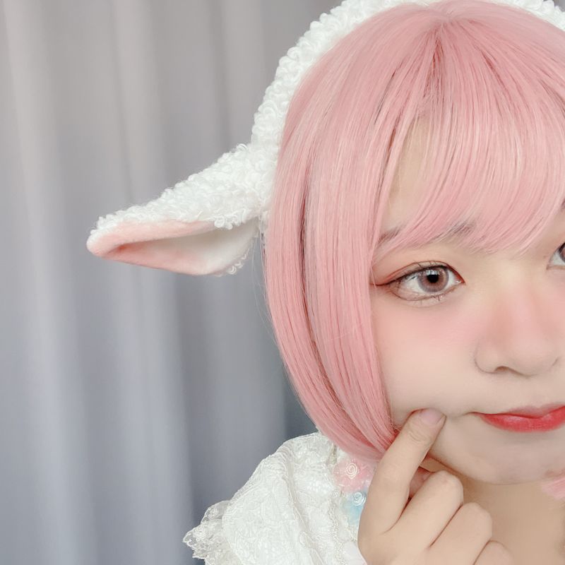 Handmade Lolita Sheep Ear Headband with soft animal hair and cute sheep design, perfect as a unique hair accessory.